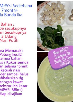 Foto resep MPASI Sederhana 7Bulan+ BTU (Bayam, Tempe & Udang)