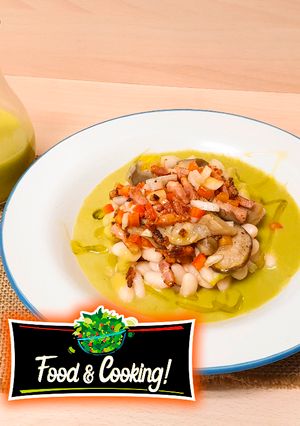 Una foto de Ensalada de Alubias con Crema de Espárragos Verdes