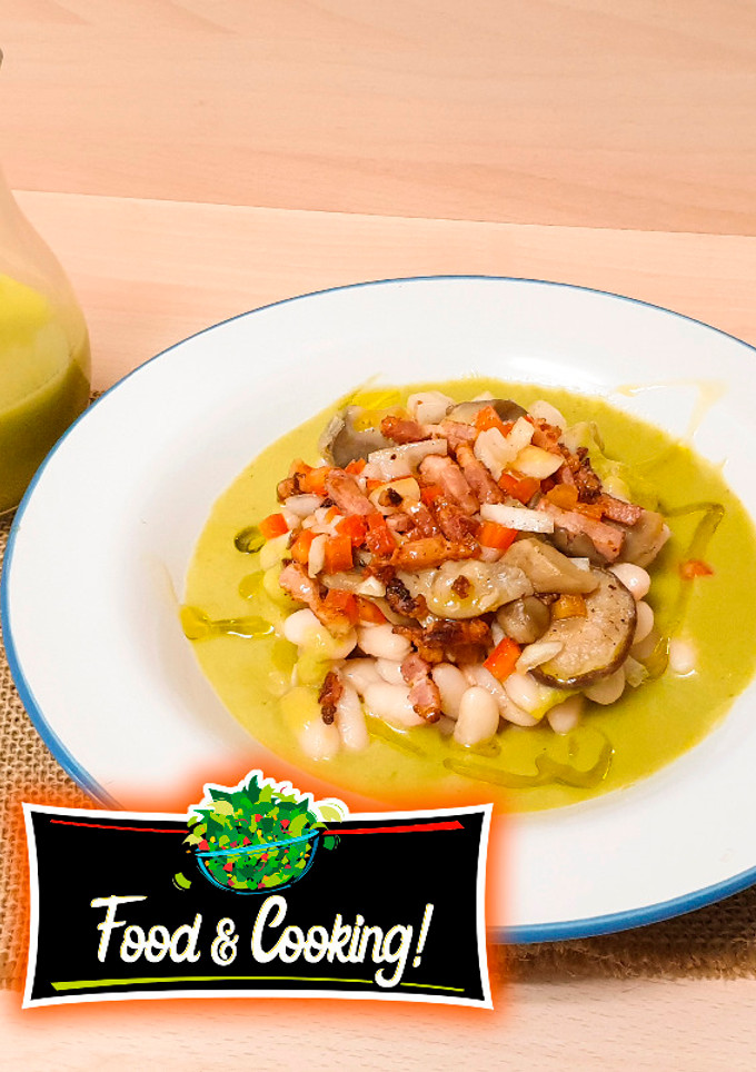 Una foto de Ensalada de Alubias con Crema de Espárragos Verdes