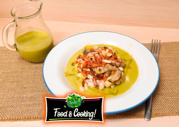 Ensalada de Alubias con Crema de Espárragos Verdes