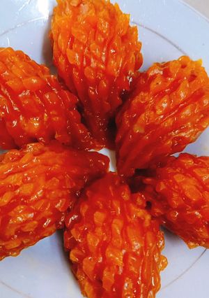 Hình của món Bánh bí đỏ nhân dừa.