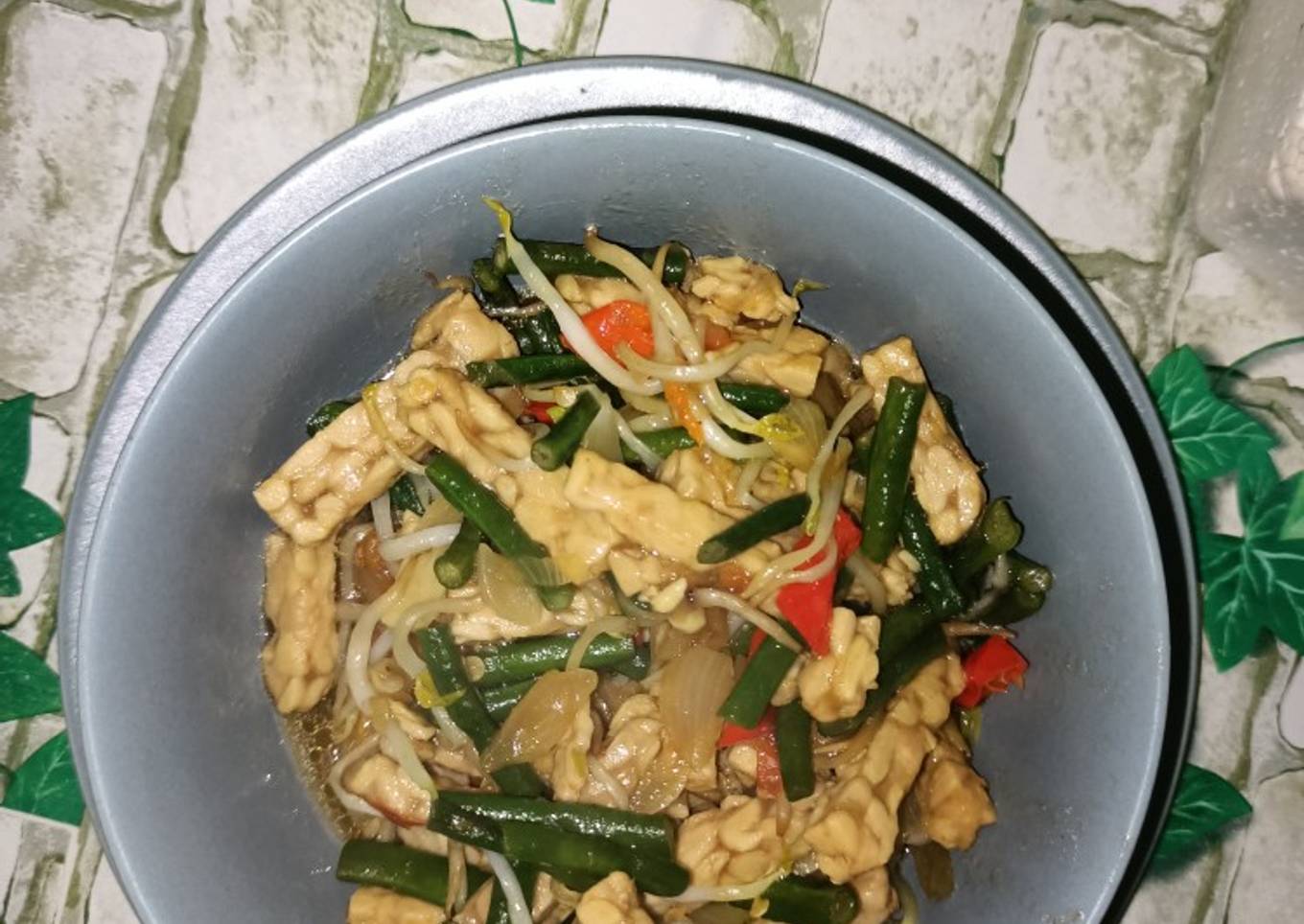 Oseng Kacang panjang+tempe+toge