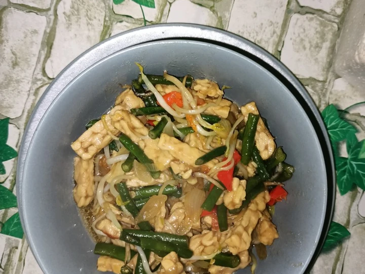 Cara Mudah Membuat Resep Oseng Kacang panjang+tempe+toge yang Lezat Sekali Anti Ribet, Lezat