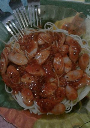 Foto resep spaghetti saus bolognese sosis
