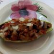 Calabacín relleno con verduras y atún
