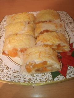 Una foto de Rollitos rellenos de calabaza, miel y queso