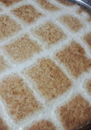 صورة لوصفة بسبوسة كاروهات بالقشطة😋👌👌