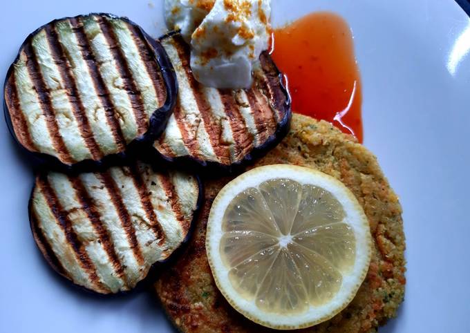 Recipe of Speedy Falafel with aubergine and curry dusted yogurt