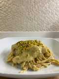 Linguine con Crema di Pistacchi e Gamberetti