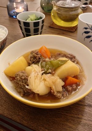 A picture of Japanese Nikujyaga in the Instant Pot 🪄🧙‍♀️.
