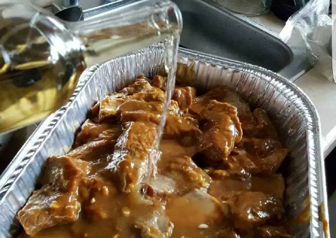 Pecho de res y costilla alta al horno