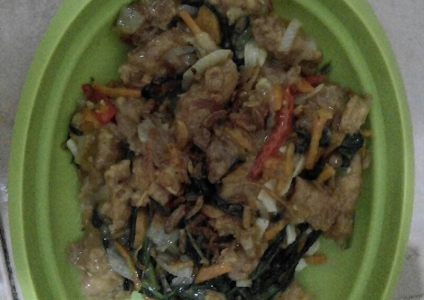 Oseng kangkung saos ayam crispy