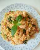 九層塔蝦仁番茄蛋炒飯-Thai basil prawn tomato egg fried rice