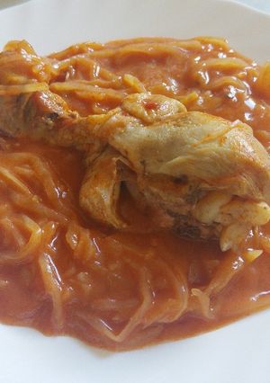 Hússal főtt paradicsomos káposzta recept fotója