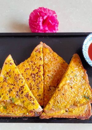 A picture of Moong dal healthy triangles.