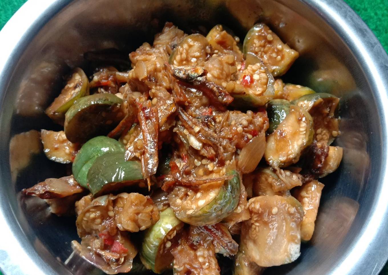 Tumis terong tempe teri