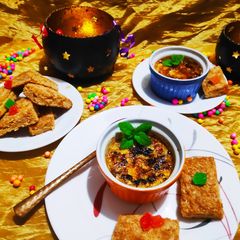 Shahi Creme brulee with Fruity Coconut Crumble bars A picture of Shahi Creme brulee with Fruity Coconut Crumble bars.