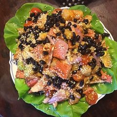 A picture of California Farm Spicy Tuna Steak Apricot Salad.