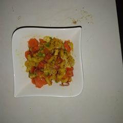 A picture of Jellof Macaroni scrambled eggs.