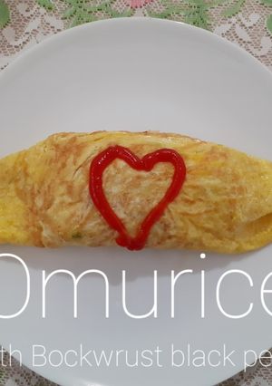 Foto resep Omurice (with bockwurst black pepper)