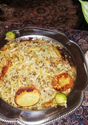 عکسی از دستور دمپخت عدس پلو بامخلفات