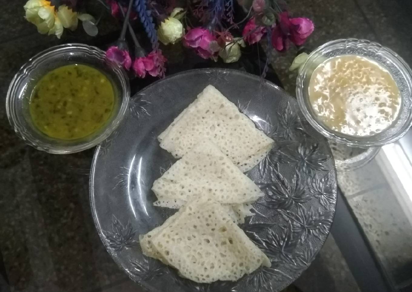 Ner dosa with dal and hay
