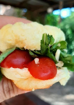 Una foto de Sándwich de pan nube keto
