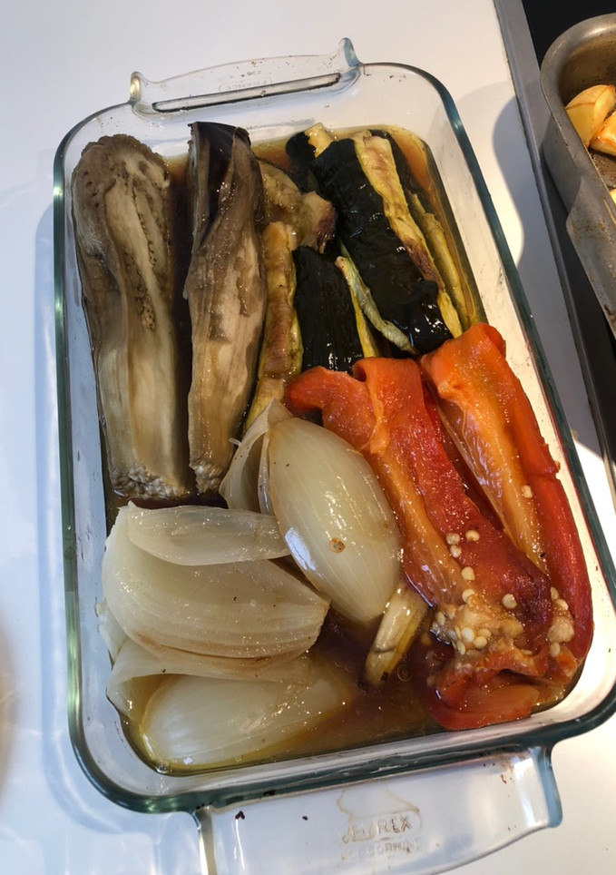 Una foto de Verduras asadas para escalibada