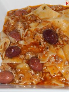 Una foto de Guiso de lasaña con carne picada,