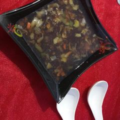 A picture of Hot and sour soup.