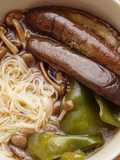Quick & easy hot somen noodle with summer veggies 🍳🍆