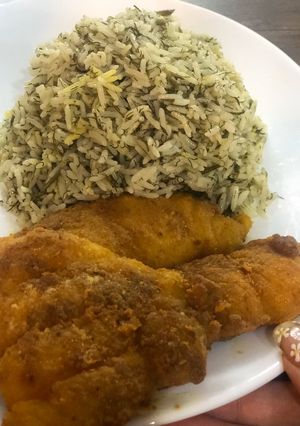 عکسی از دستور سبزی پلو با ماهی حلوا
