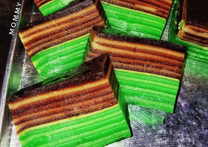 Kue Lapis Pepe Kopi Pandan (Tepung sagu)