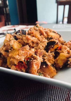 A picture of Spicey egg and plaintain.