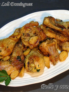 Una foto de Pollo y conejo al ajillo (Receta tradicional)