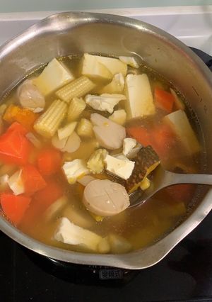 杏鮑菇南瓜玉米湯 的食譜成品照片