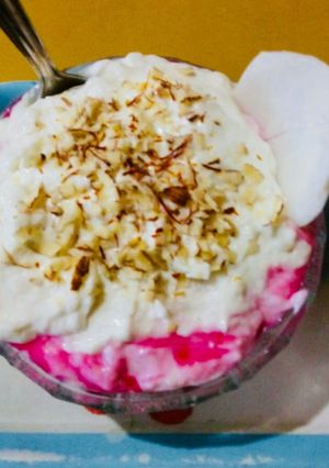 A picture of Shahi Gulab Coconut Shrikhand.