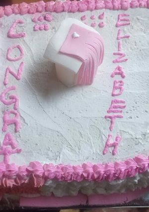 A picture of Vanilla graduation cake#authors marathon.