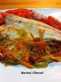 Lubina a la plancha con guarnición de verduras