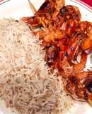 Γαρίδες σουβλάκι, με ρύζι λευκό