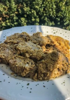 Sertés szűz fokhagymás-mustáros kéregben recept fotója
