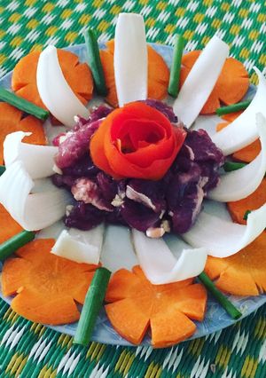 Hình của món Thịt bò xào hành tây + cà rốt + đỗ xanh.