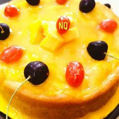 A picture of Mango Glaze eggless cake.