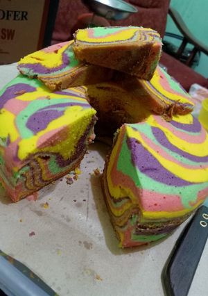 Foto resep Bolu Kukus motif zebra rainbow