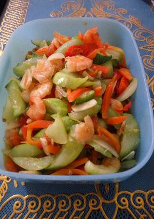 Foto resep Tumis udang timun