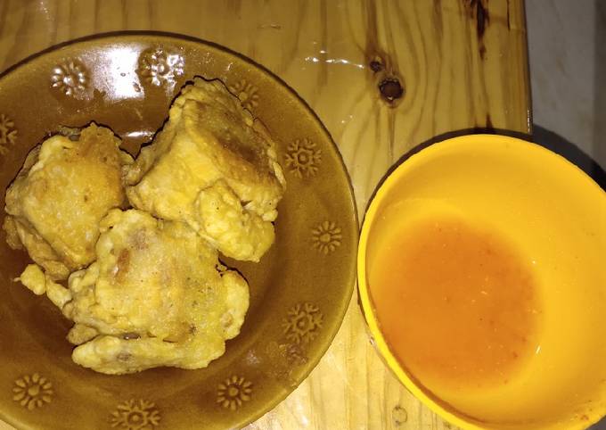 Tahu isi bihun sederhana dengan sambel asam manis pedes