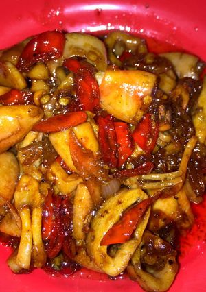 Foto resep Cumi asin pedas simpel