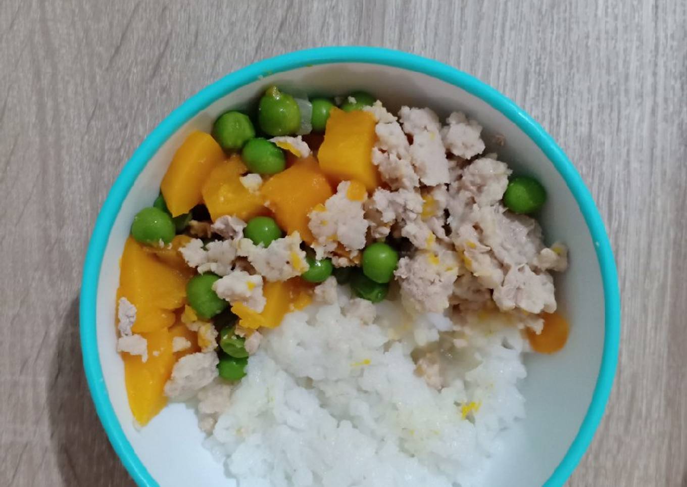 Menu MPASI 4* usia 10 Bulan - Pork Rice Bowl with Kabocha