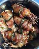 Ba rọi cuộn nấm nướng bằng nồi chiên không dầu