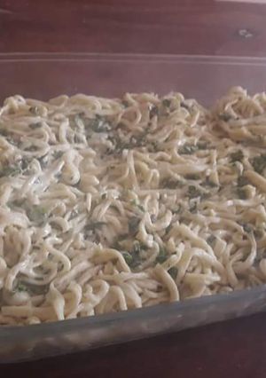 Una foto de Tallarines caseros con salsa de verdeo